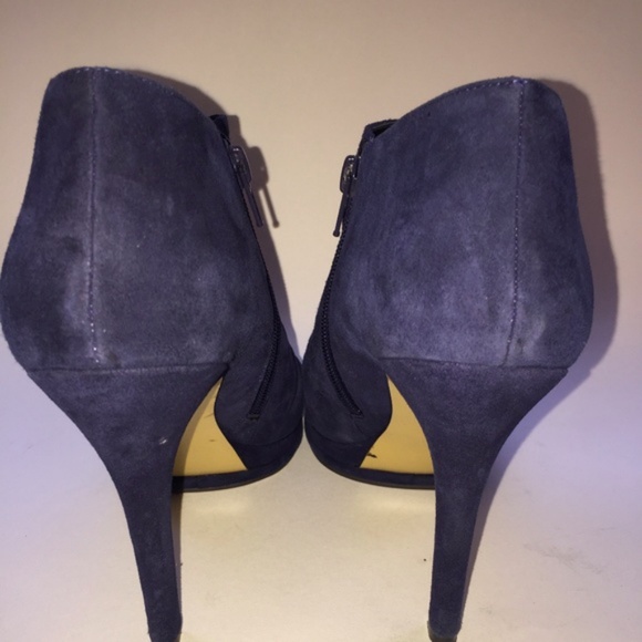 Nine West Navy Suede Peep-Toe Booties 10 - Picture 4 of 5